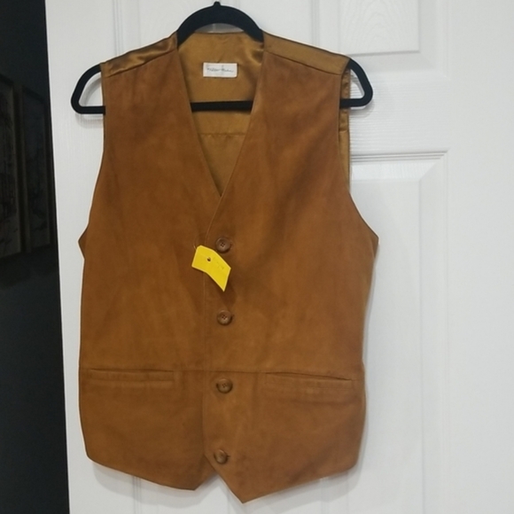 PETER HAHN Rare Genuine Smooth Kidskin Suede Leather Vest - Picture 1 of 10